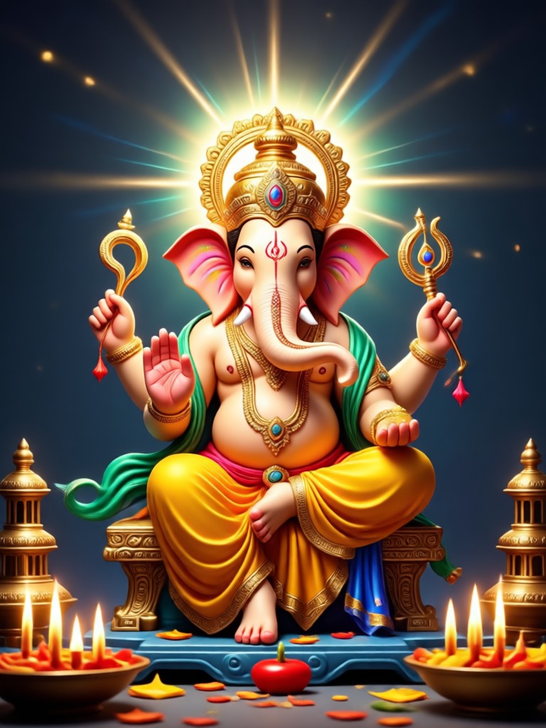 Minimalist Ganesha line art AI generated