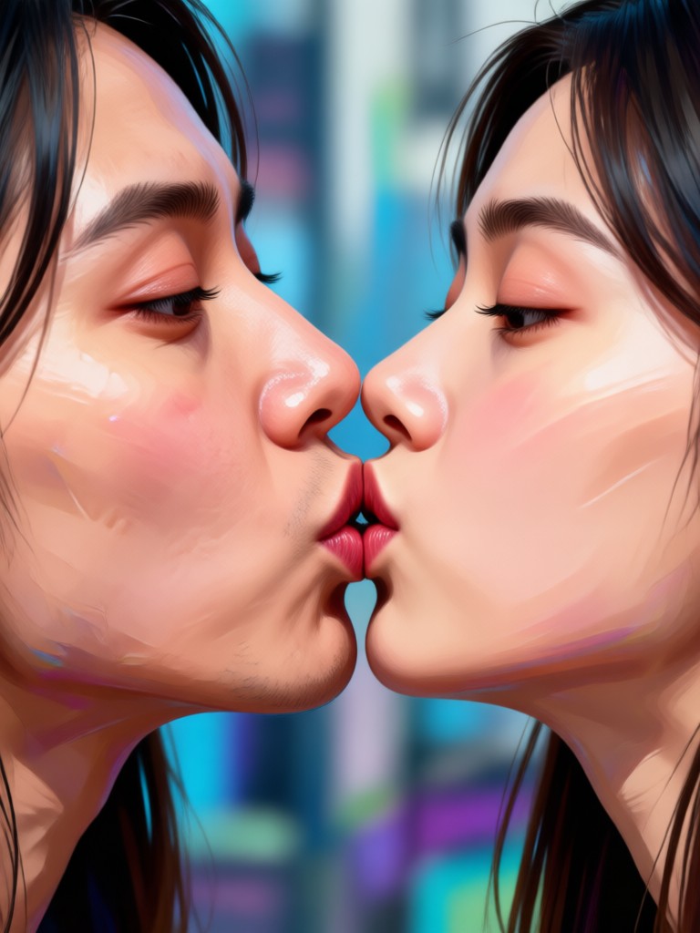 Cyberpunk style kissing video result