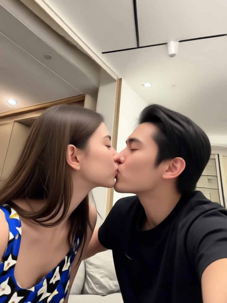 Romantic couple style kiss animation