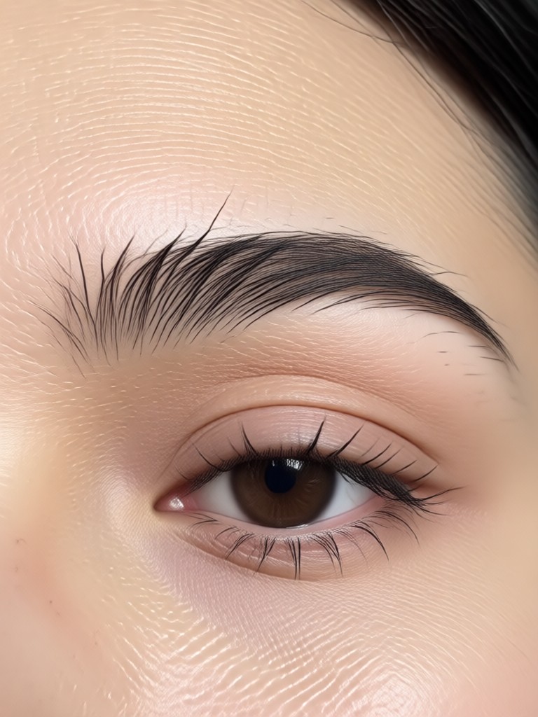 AI correcting sparse eyebrows by filling in gaps realistically