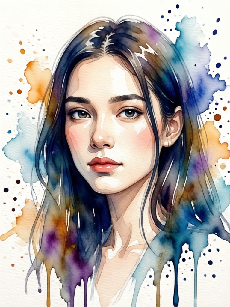 Watercolor portrait effect on a man with textured brush strokes