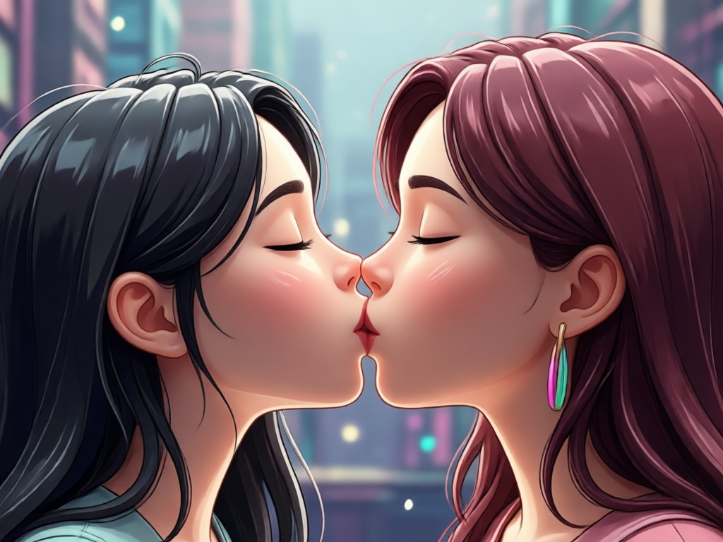 Realistic AI lip sync for kissing animation