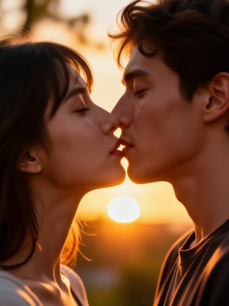 꽃무늬 애니메이션 스타일의 AI 생성 키스 영상