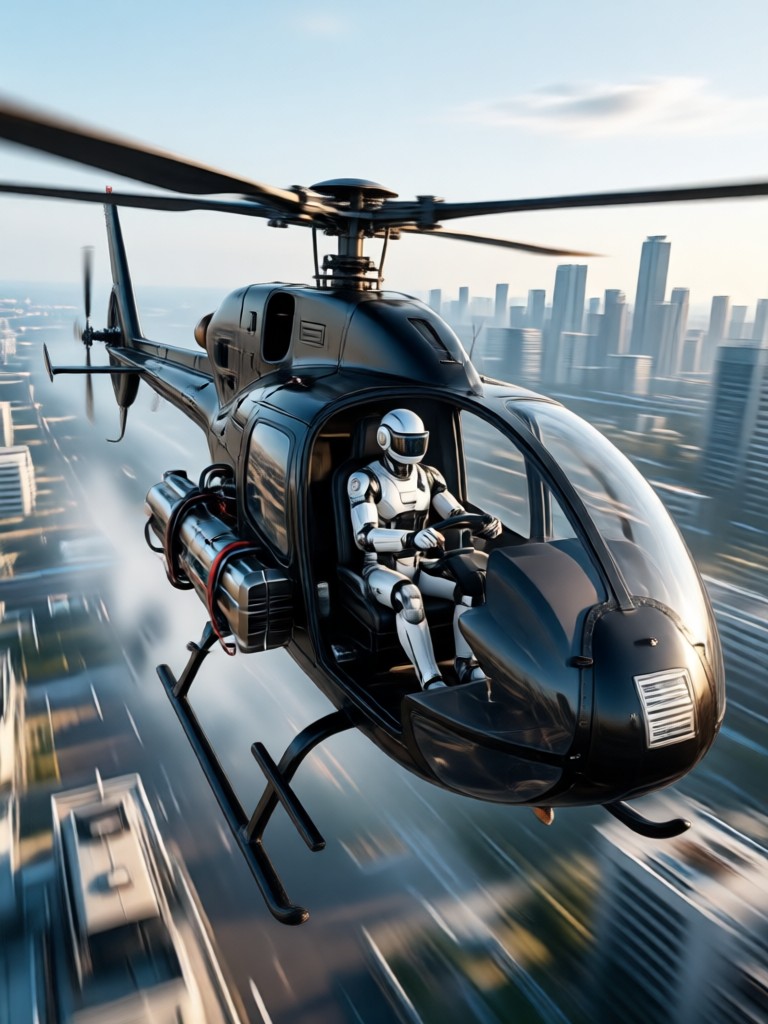 AI generated helicopter in futuristic city