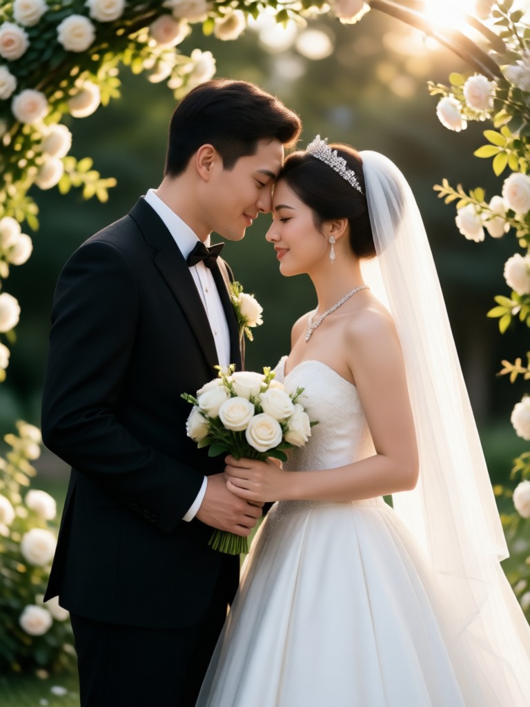 Retrato de boda con IA con temática de país de las maravillas invernal