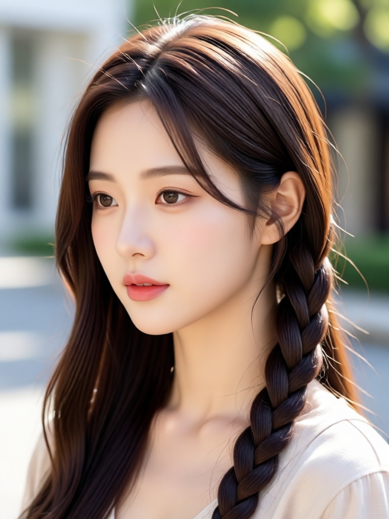 Wavy lob Korean hairstyle generated by AI
