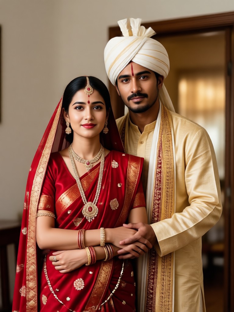 Pareja bengalí con ceremonia de sindoor