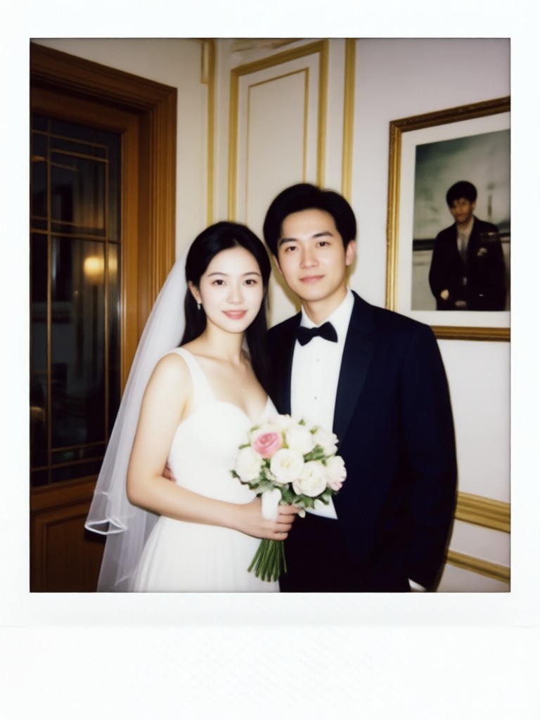 Mobile app view of wedding Polaroid photo generator