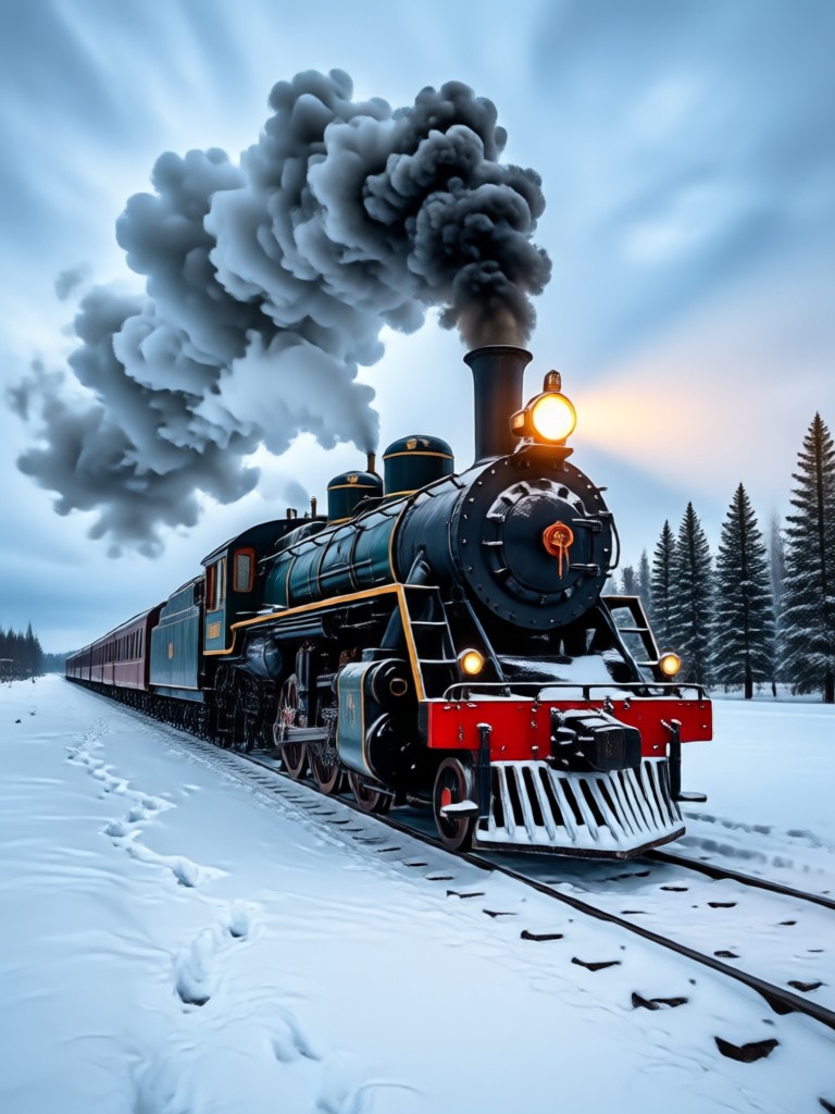 Group photo on the Polar Express with festive AI effects