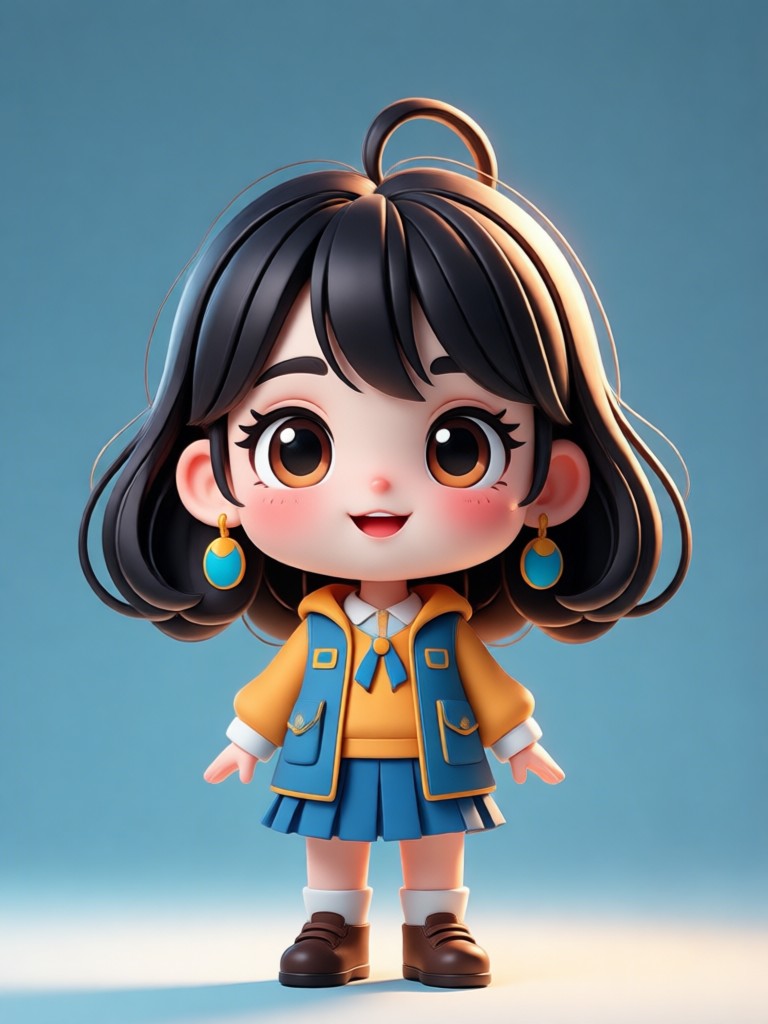Detailed 3d chibi with accessories