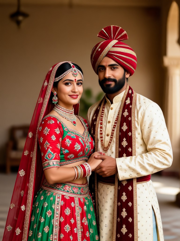 Festival themed Rajasthani couple photo
