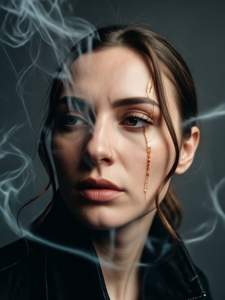 cinematic smoky portrait with vibrant color grading