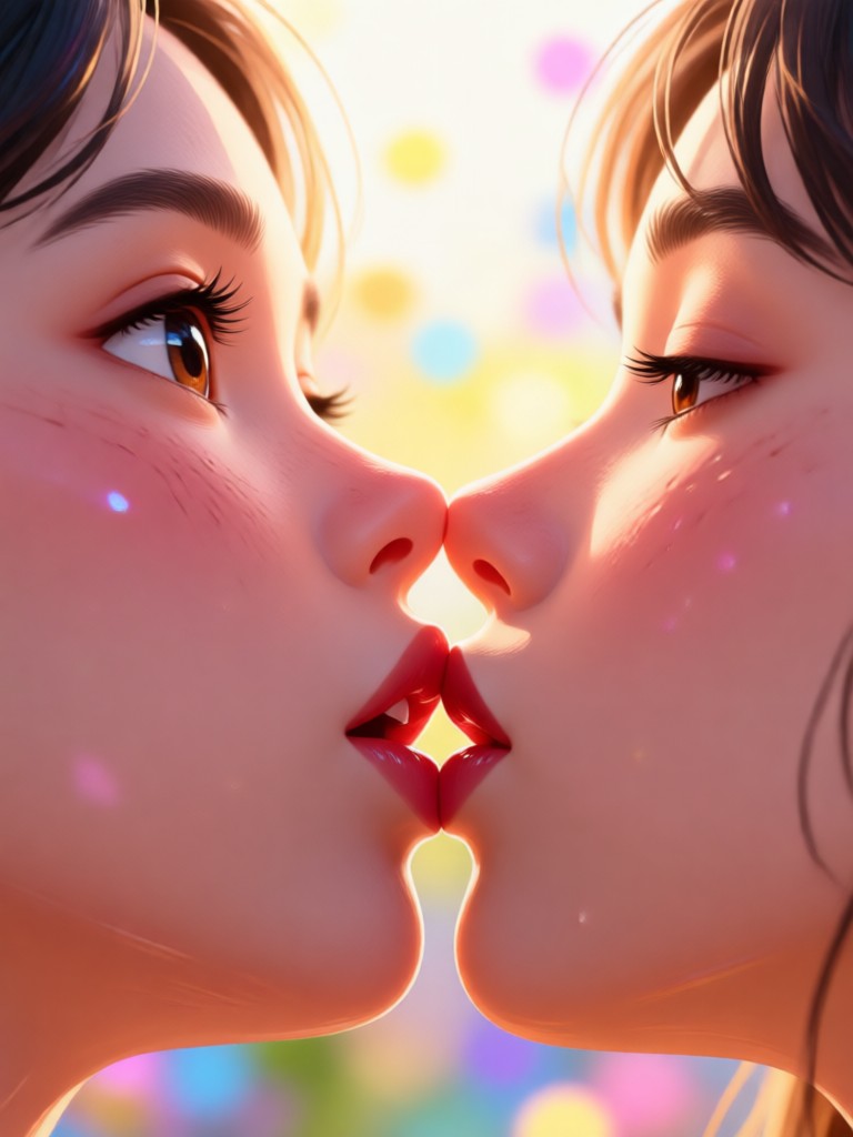 Romantic goodbye kiss at sunset AI video