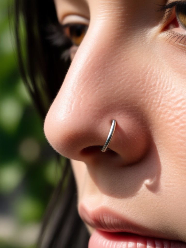 Imagem gerada por IA com piercings duplos nas narinas