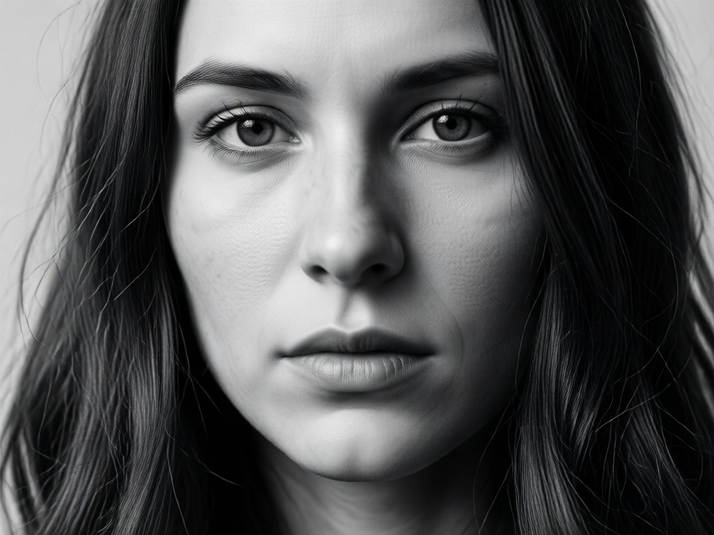 AI enhances light and shadow in black and white portrait