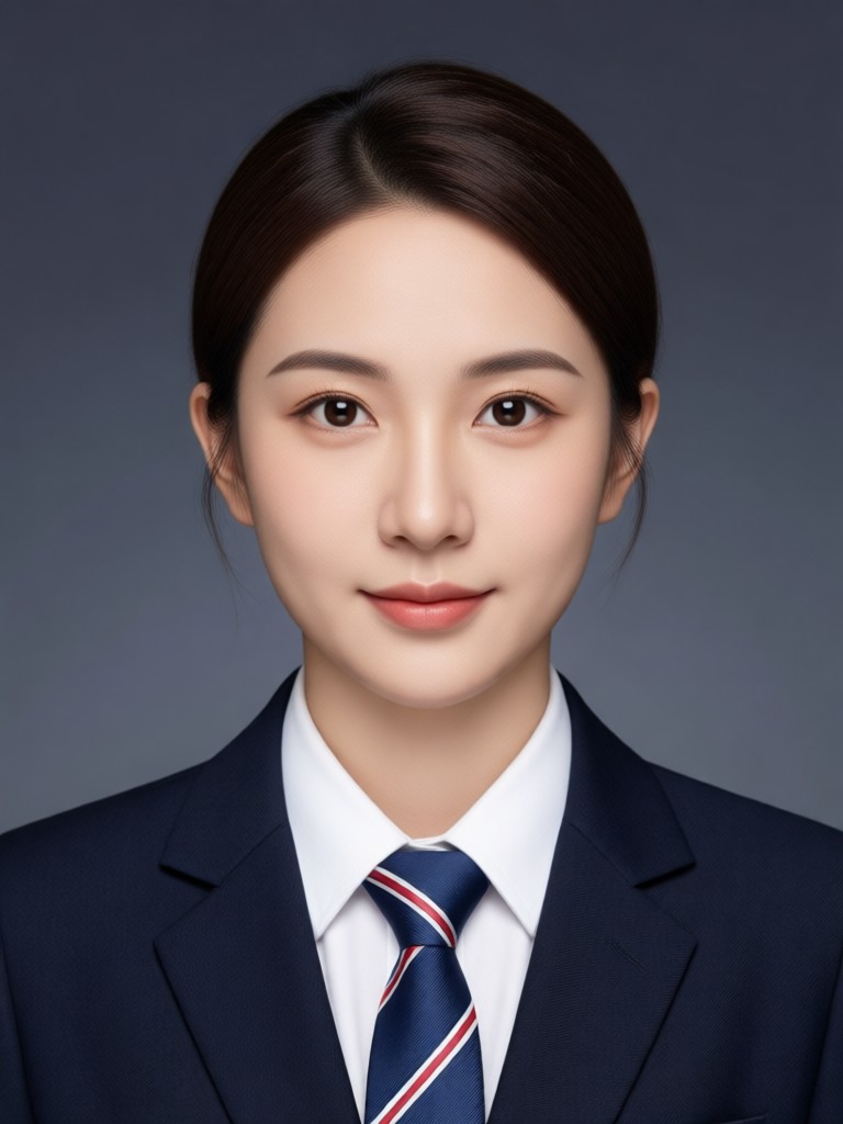 Professional headshot with tie added by AI