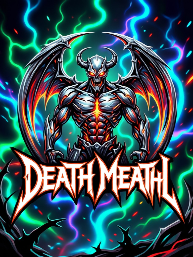 Brutal death metal logo with sharp, jagged lettering and skull motif