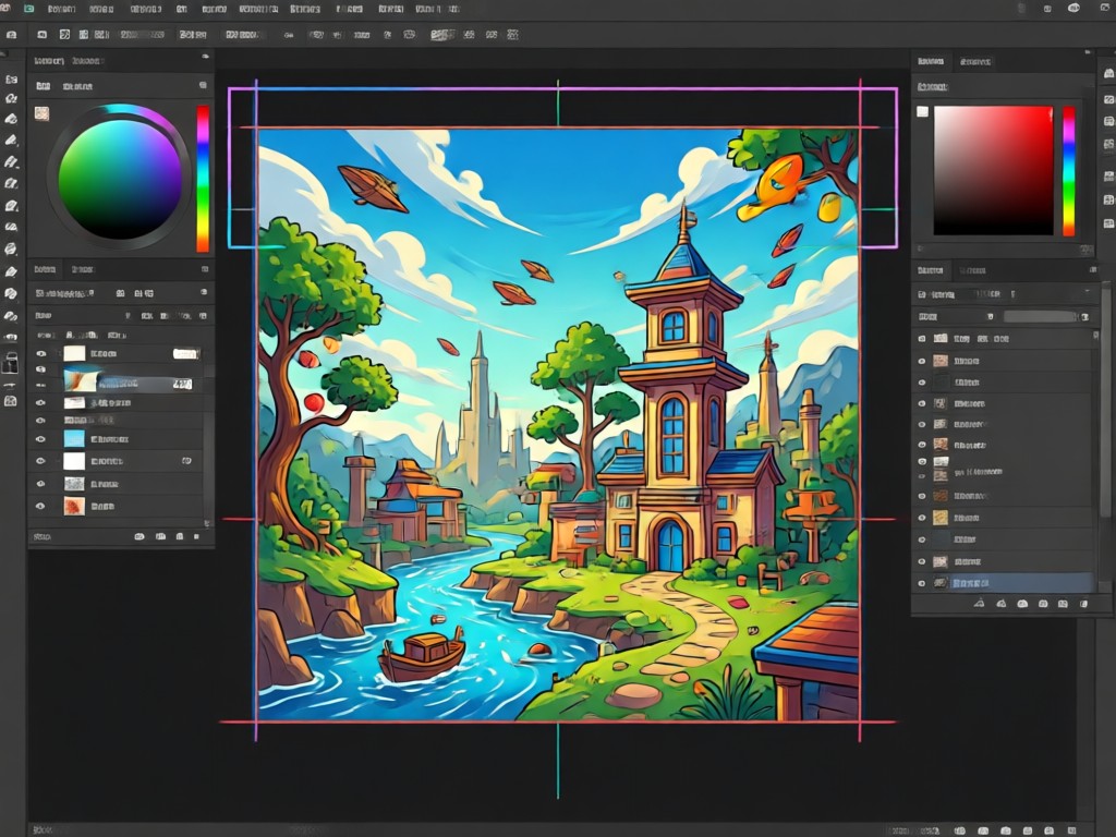 Text prompt generating a serene landscape painting for wall decor
