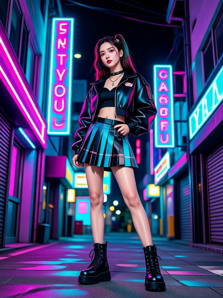 로우라이즈 청바지와 크롭탑 AI 의상