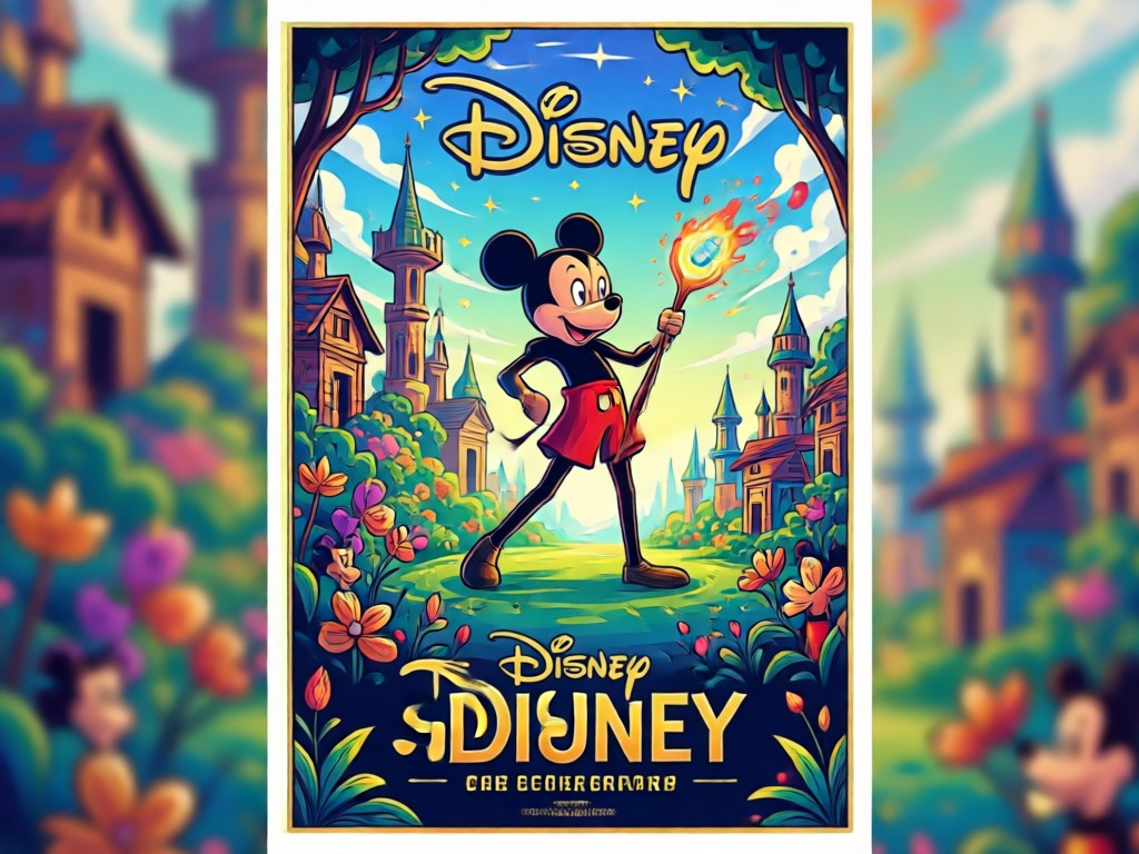 Before and after of a photo turned into a Disney poster