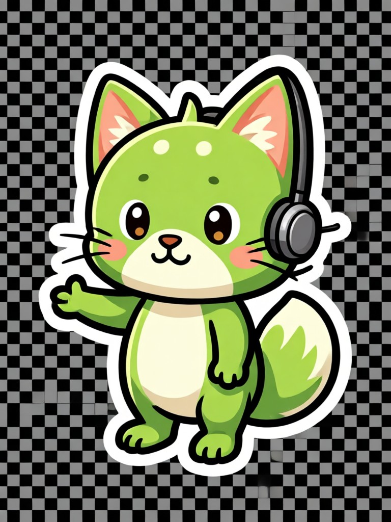 Stiker AI maskot makanan lucu seperti donat atau kopi