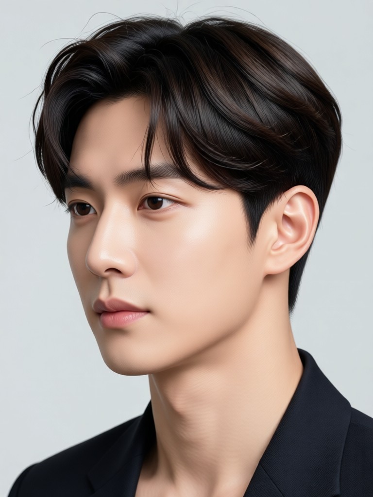 Gaya perm Korea pada rambut lurus