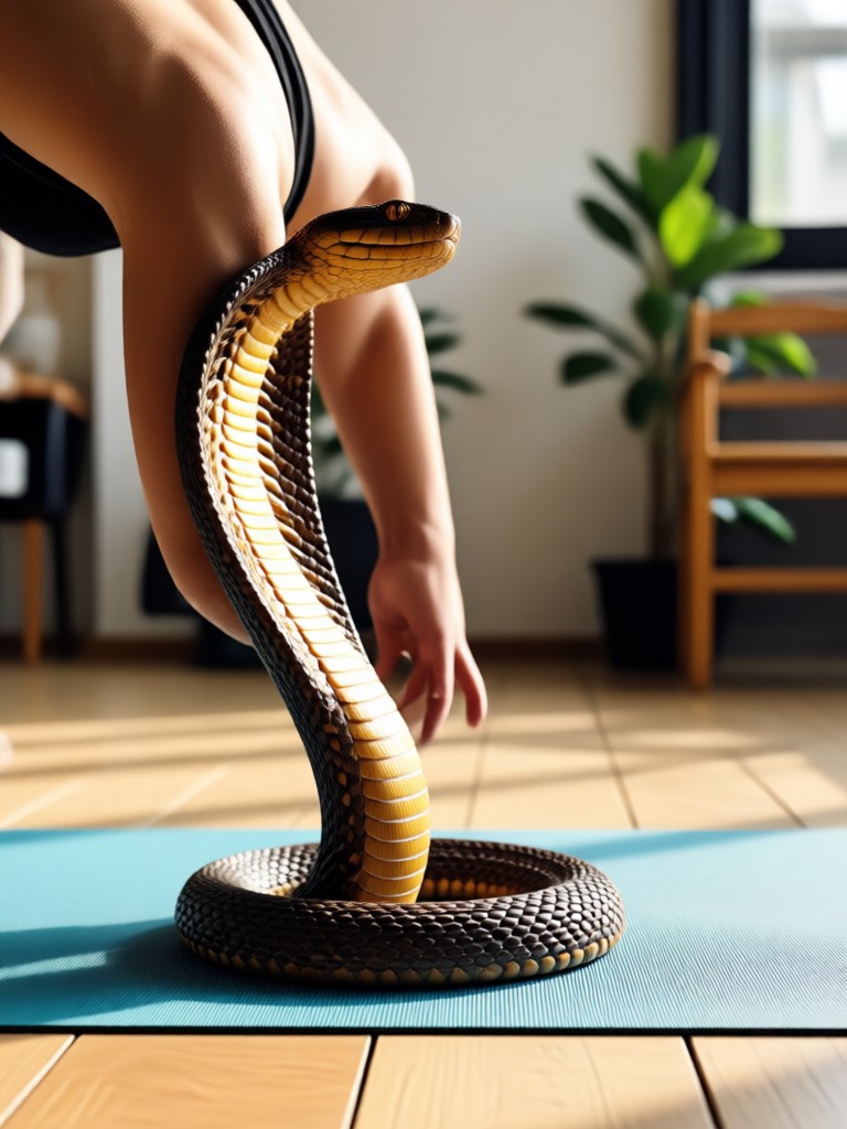 Cobra pose in a minimalist white studio