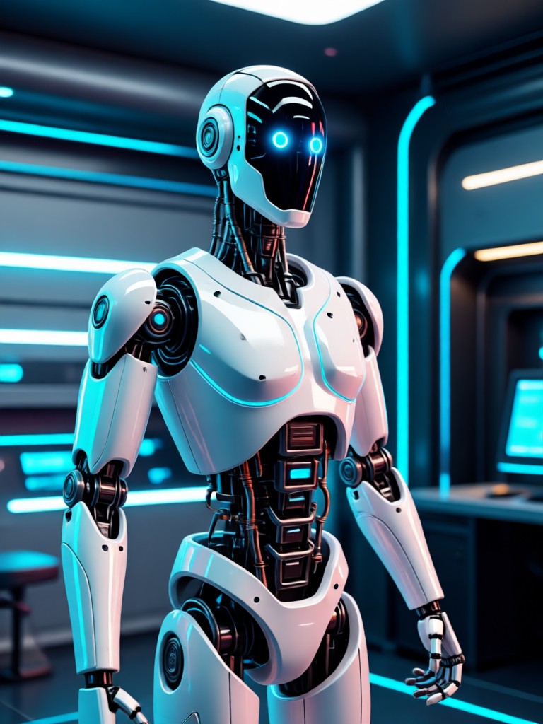AI robot filter result futuristic soldier with helmet HUD