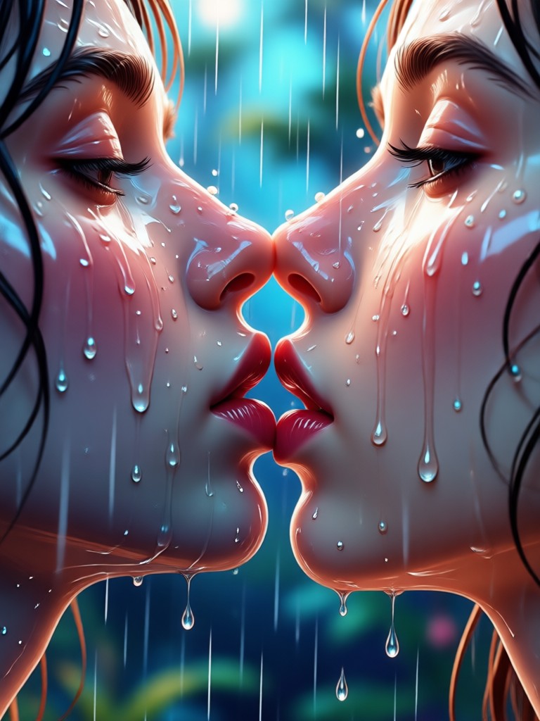 dreamy rainy kiss generator result on beach