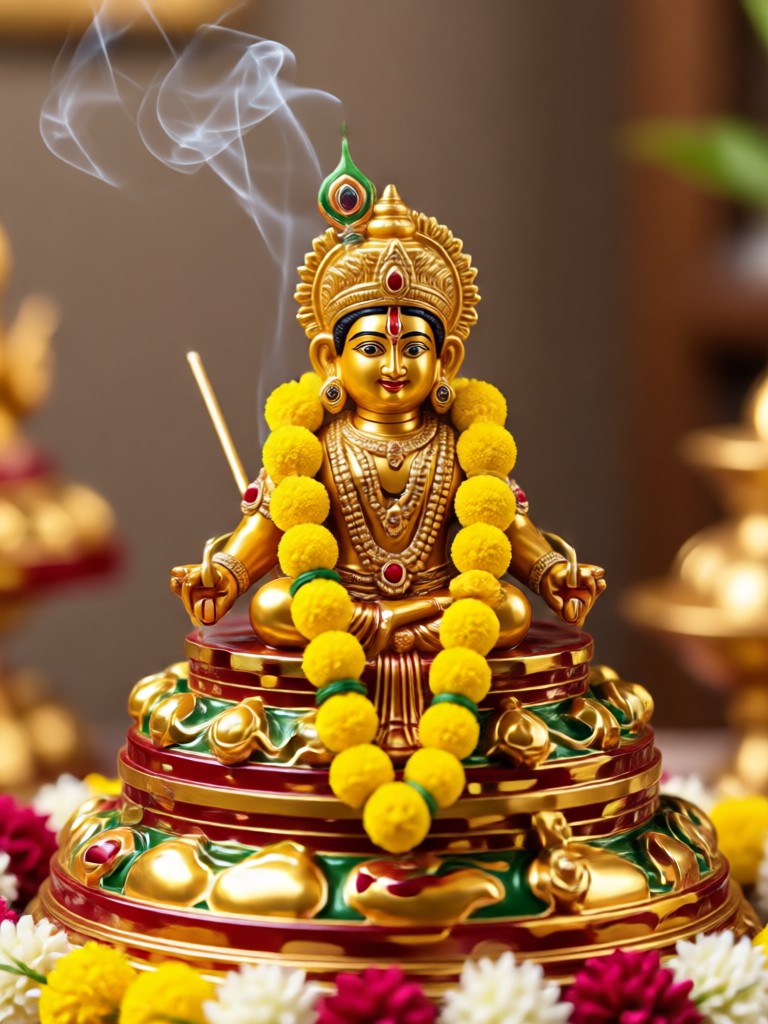 Green kanjeevaram saree Lakshmi Pooja AI portrait