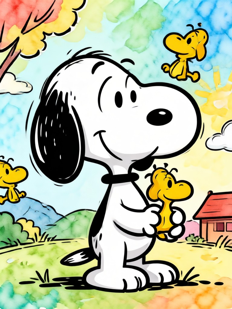 Foto de grupo transformada com estilo Snoopy