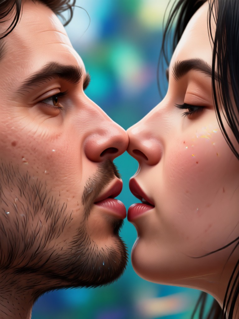 Portrait of friends with a comedic kiss animation