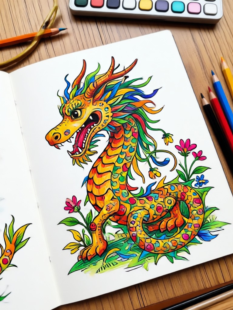 Página para colorear de diseño floral con IA