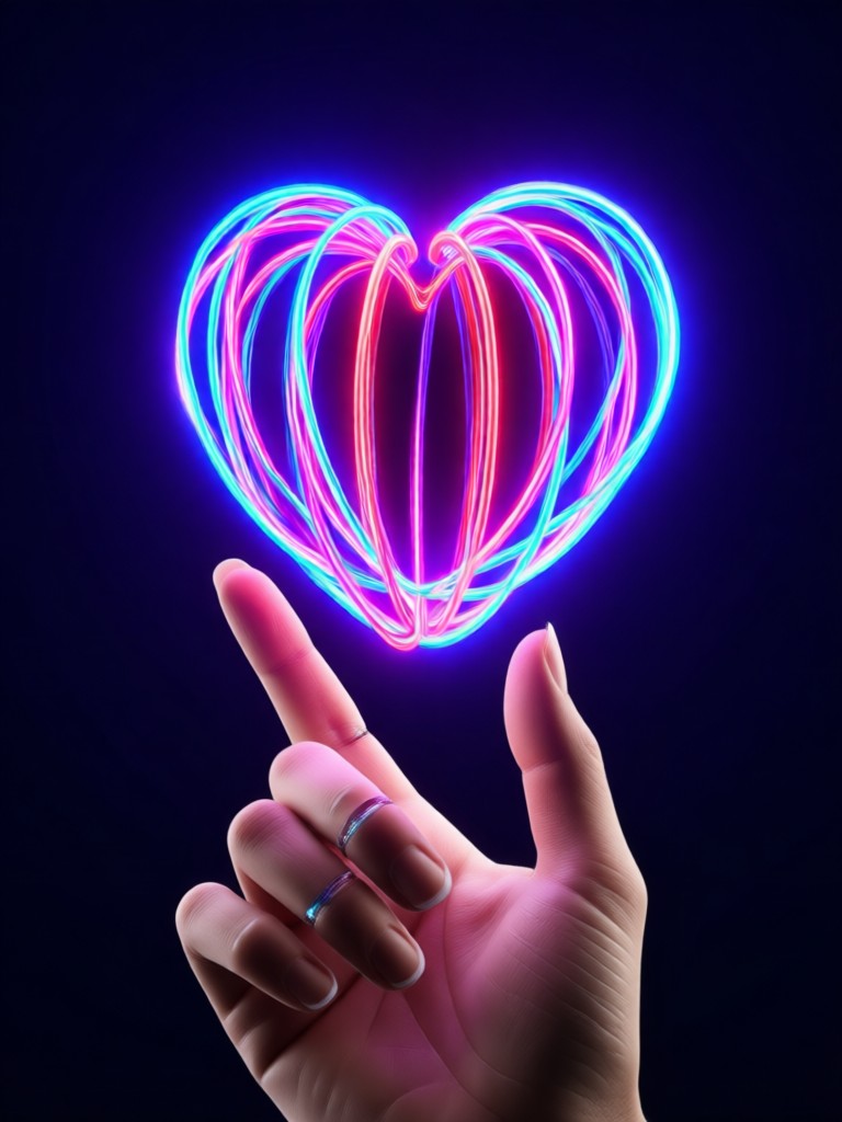 Elegant formal finger heart gesture