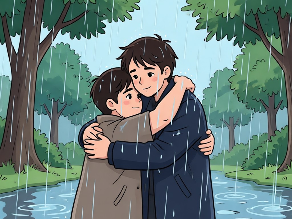 simulación de lluvia realista en foto de pareja
