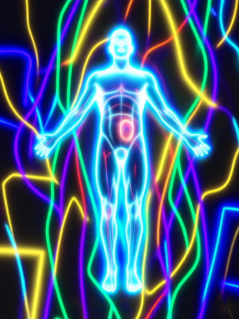 Ethereal white soul floating upwards from a meditation pose