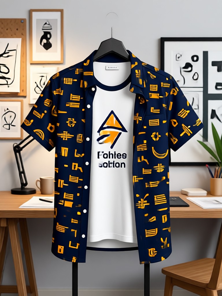 Grafis cyberpunk hasil AI untuk kaos bergaya futuristik