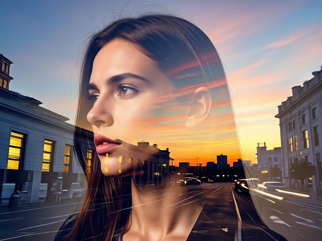 Gallery of double exposure background templates like mountains and stars