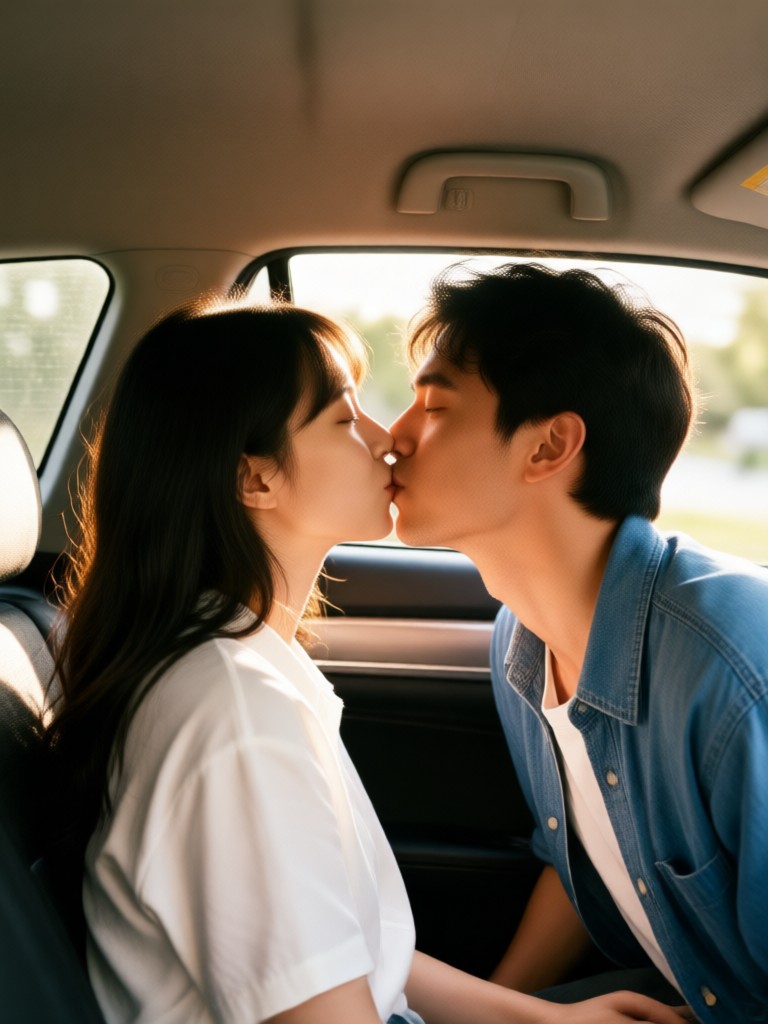 Vintage style car kiss video made from photo