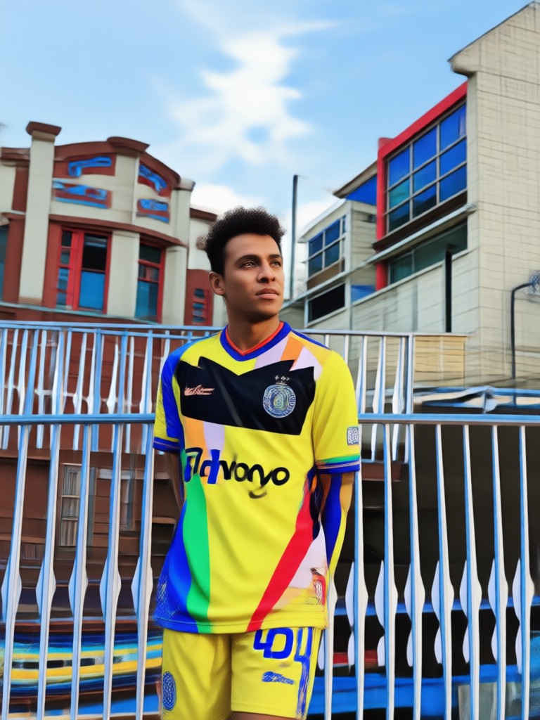 Uniforme da Inglaterra em uma pessoa com cenário de estádio