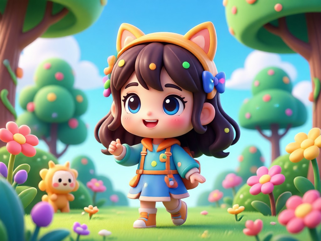 Chibi cartoon photo editor interface