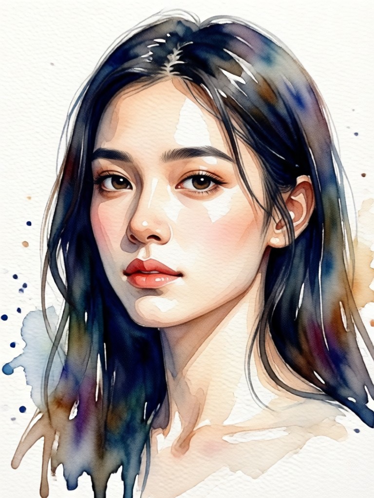 부드러운 파스텔 수채화 스타일의 여성 인물화