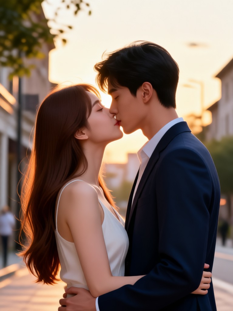 Dreamy animated love story moment