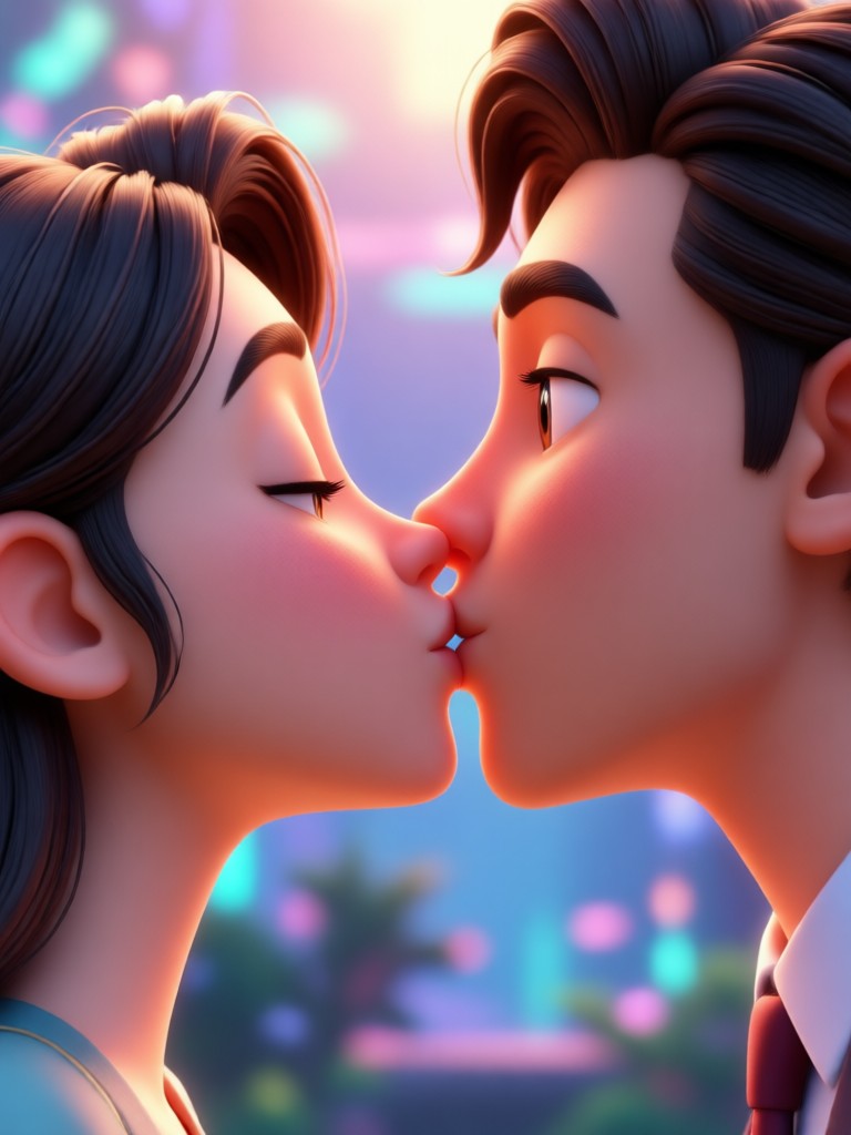 Black and white dramatic kiss