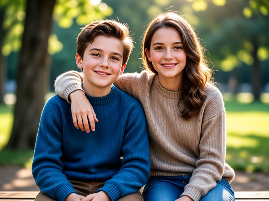AI blending two sibling faces into one cohesive portrait