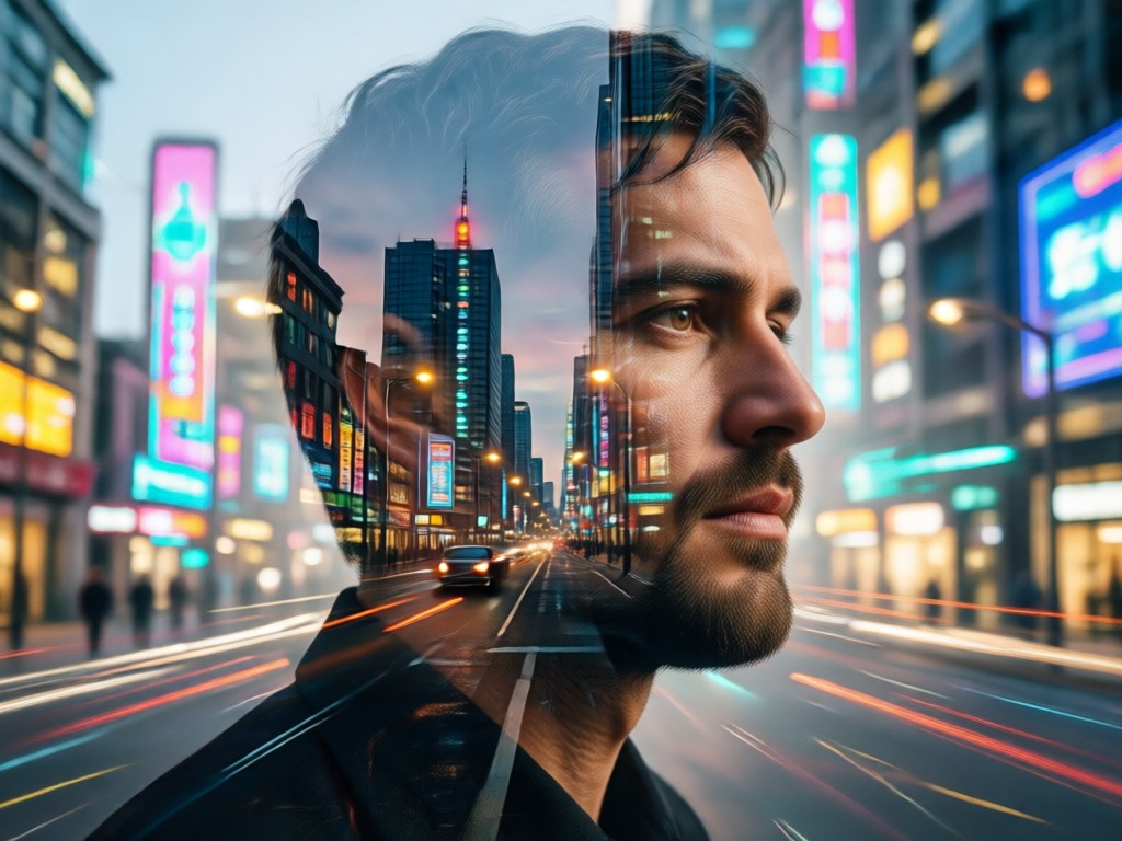 Control panel for blending architecture and portrait
