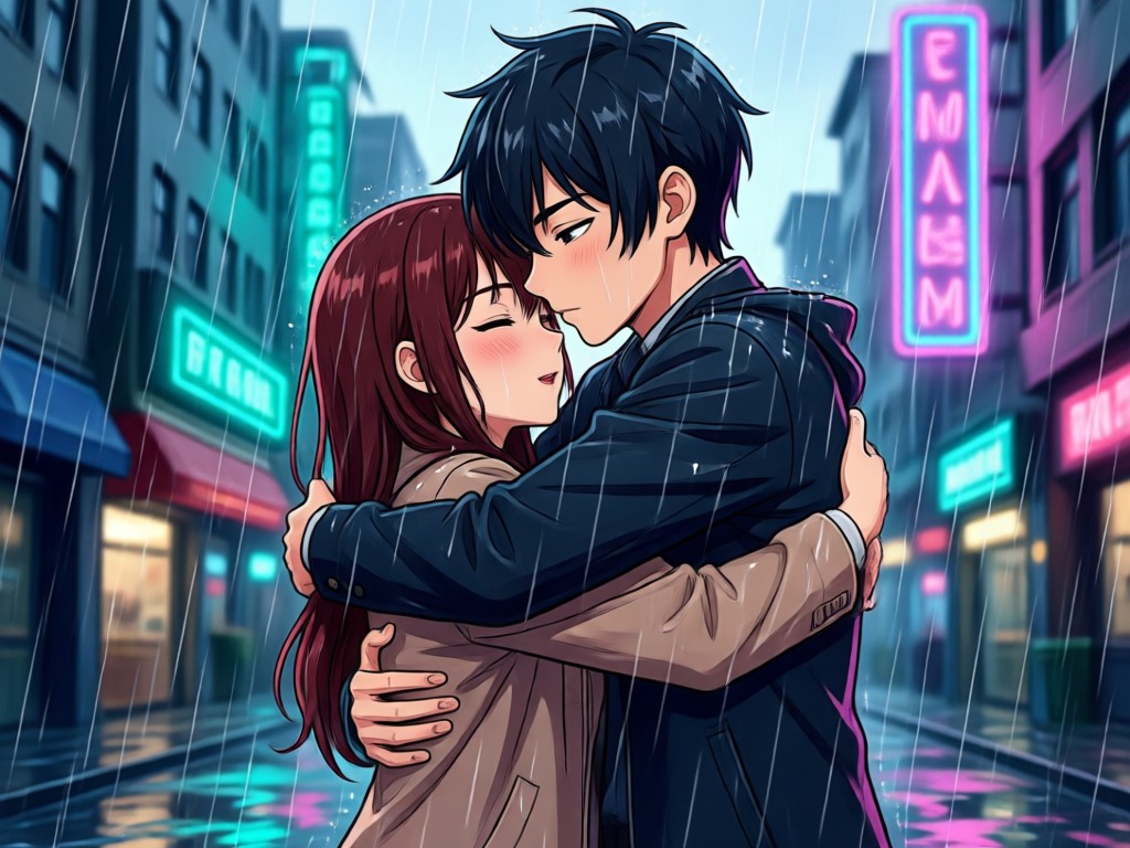 Customizable anime rain and lighting effects