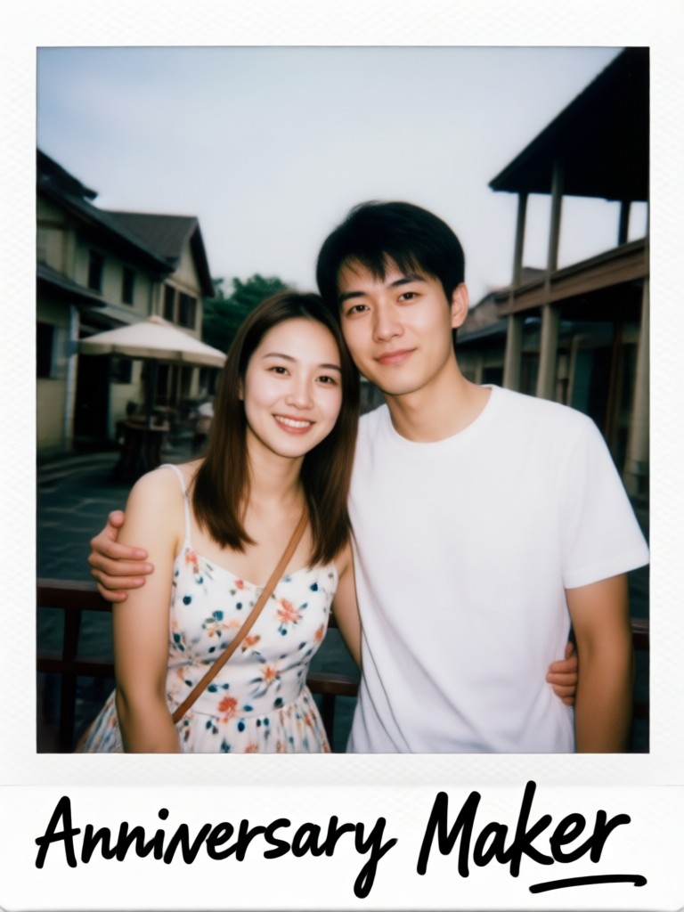 손글씨 기념일 날짜가 있는 폴라로이드