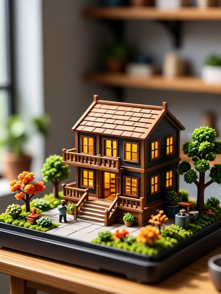 Miniature sports stadium with tiny players