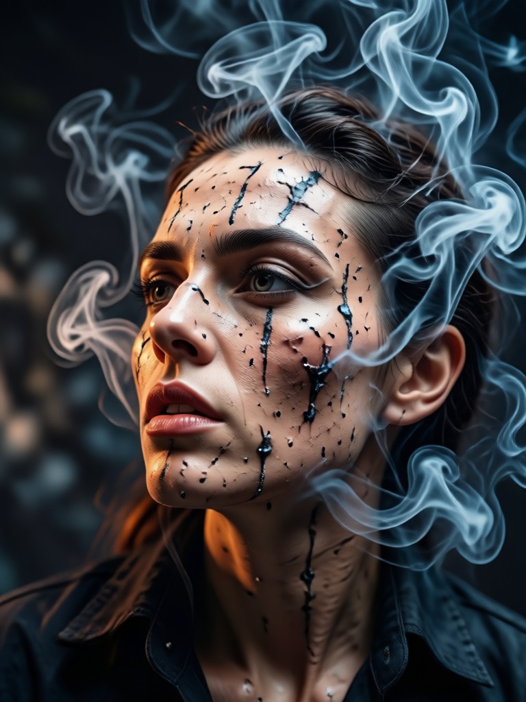 Moody portrait with low lying fog effect